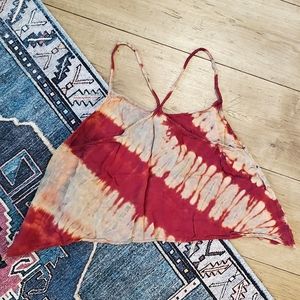 Hand-dyed maroon & beige crop top